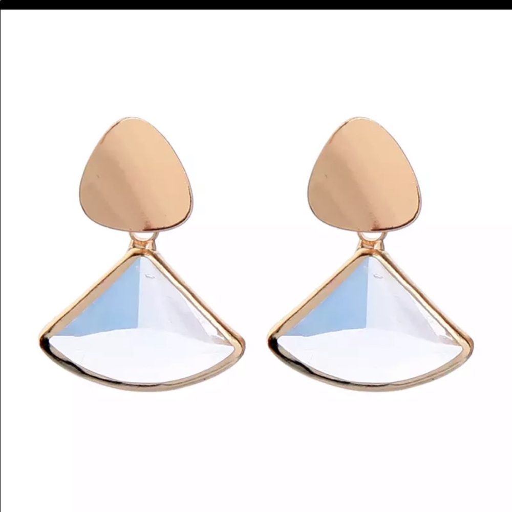 2/$12 Gold and Geometric Crystal Drop Earrings
